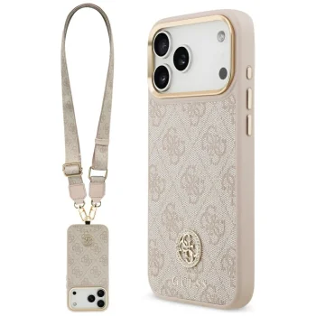 Guess 4G Strass Logo & Big Strap MagSafe Case for iPhone 17 Pro Max, Pink