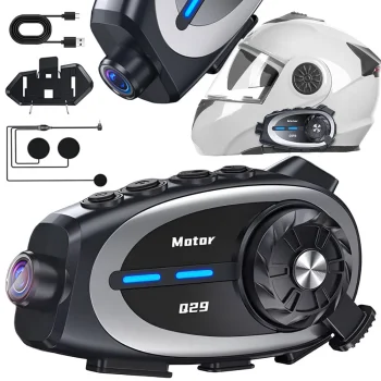 Motorcycle Intercom with Camera Q29, Bluetooth 5.4, 120°, 32 GB MicroSD