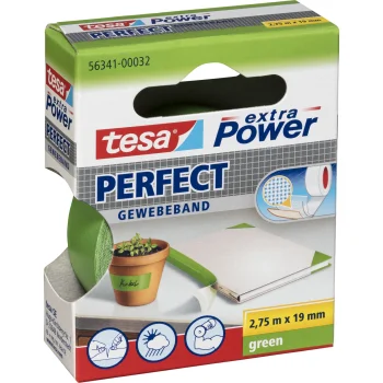 Tesa extra Power Perfect Fabric Adhesive Tape 2.75m x 19mm, Green