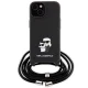 Karl Lagerfeld iPhone 15 Case Crossbody Saffiano Metal Pin, Black