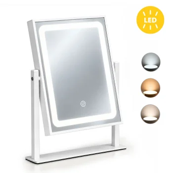 ModernHome LED Makeup Mirror 25x30 cm Illuminated Cosmetic Mirror 3 Light Colors
