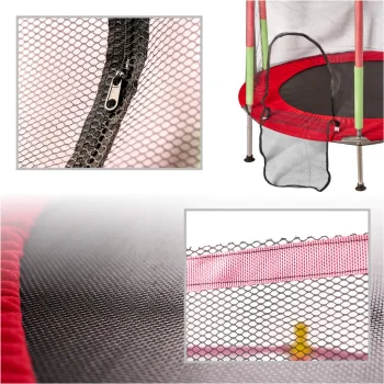 Kids Garden Trampoline with Net and Balls, 140cm, Red