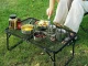 Folding camping table with handle, portable, black