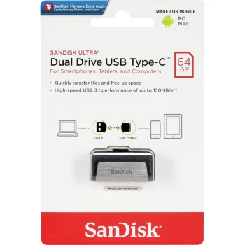 SanDisk Ultra Dual Drive 64GB USB Type-C & Type-A Flash Drive (SDDDC2-064G-G46)