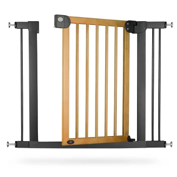 Nukido Child Safety Gate, Black / Wood, 76-104 cm