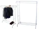 Metal Standing Clothes Rack with Shoe Shelf, White