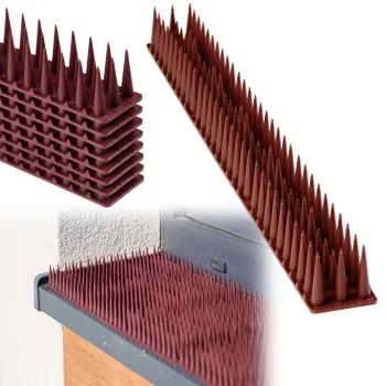 Plastic Bird and Pigeon Repellent Spikes, 8 Modules, 43 cm, Brown