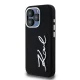 Karl Lagerfeld iPhone 15 Pro Max Case Silicone Metal Script Logo, Black