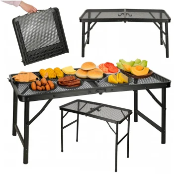 Ikonka LUARO Folding Camping Table, 80 x 66 x 40 cm, Black
