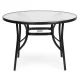 Multigarden Round Garden Table with Glass Top, 105 cm, Black