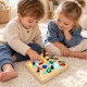 ECOTOYS Wooden Interactive Busy Board with LED Lights and Switches