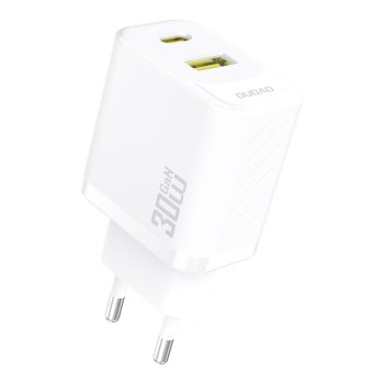 Dudao A27TEU PD 30W GaN USB-A USB-C Wall Charger - White