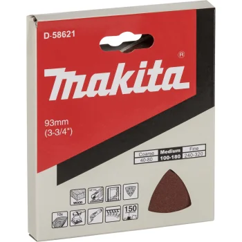 Makita Delta Sandpaper Set for Wood and Metal K150, 93 mm, 10 Pieces, Red