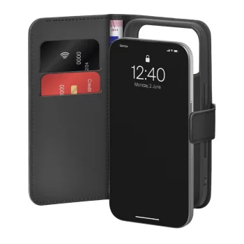 Puro iPhone 17 Pro Max Wallet Stand Case, Black