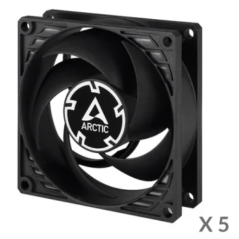 Arctic P8 Silent 80mm PC Case Fans, 3-pin, Black, 5 pcs