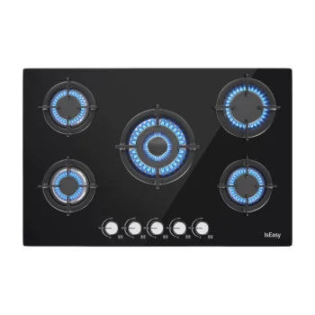 IsEasy MGBG-775 5-Burner Built-In Gas Hob with Glass Panel