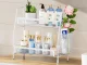 Two-Tier Kitchen Organizer with Basket, White