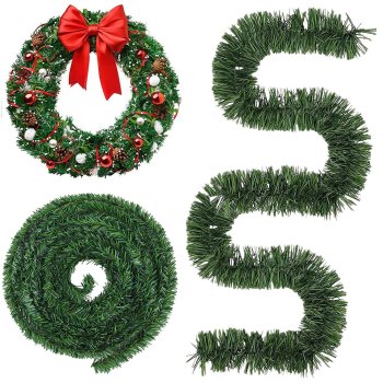 Artificial Pine Christmas Garland 8.2m for Indoor Outdoor Decor, 2 Pack, Green