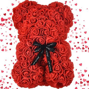 Red Rose Teddy Bear Artificial Foam Flower Bear Best Gift