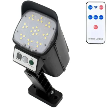LED solar lamp with dummy security camera and remote control, black