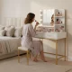 Makeup Vanity with 3-Color LED Lights and Mirror ModernHome, White