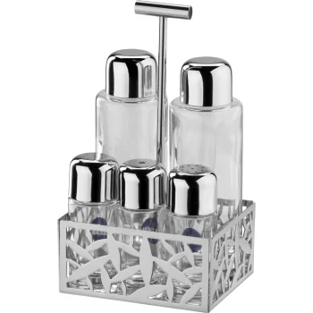 Alessi Cactus Condiment Set for Oil, Vinegar, Salt, Pepper and Spices MSA16
