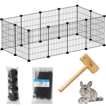 Modular Metal Playpen for Rodents and Rabbits, 12 Panels, Black