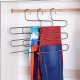 Space Saving Pants Hanger for 5 Pairs, Steel Closet Organizer, Black