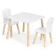 Ecotoys Children\'s Furniture Set Table and 2 Chairs, White