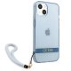 Guess Translucent Strap Case for iPhone 13 with Wrist Strap, Blue