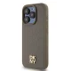 DKNY iPhone 15 Pro Case Leather Monogram Pattern Metal Logo MagSafe, Brown
