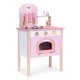Children’s play kitchen with 8 wooden accessories, oven and sink, pink, ECOTOYS