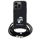 Karl Lagerfeld iPhone 15 Pro Case Crossbody Saffiano Metal Pin, Black