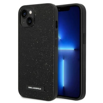 Karl Lagerfeld Glitter Plaque Logo Case for iPhone 14 Plus, Black
