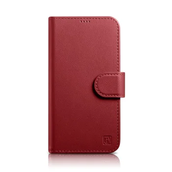 iCarer 2-in-1 Leather Wallet Case for iPhone 14 Plus with RFID Protection, Red (WMI14220727-RD)