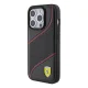Ferrari iPhone 15 Pro Case Perforated Waves Metal Logo, Black