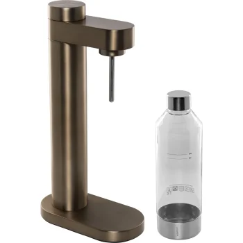 Stelton Brus Sparkling Water Maker Carbonator with 0.85L Bottle, Dark Brown