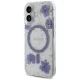 Guess Resin Flowers Glitter MagSafe Case for iPhone 16 Purple