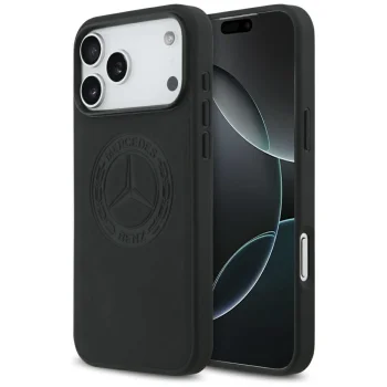 Mercedes iPhone 17 Pro Max Case Leather Vintage Logo MagSafe, Black