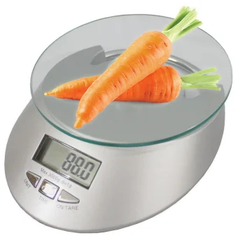Electronic Kitchen Scale with Glass Platform and Clock, 5kg / 1g