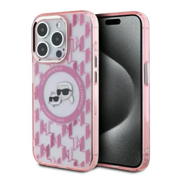 Karl Lagerfeld iPhone 15 Pro Max Case IML Monogram Karl & Choupette MagSafe, Pink