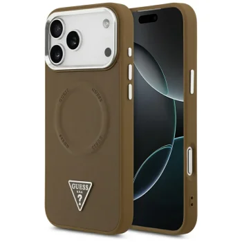 Guess Triangle Logo MagSafe Case for iPhone 17 Pro, Brown