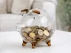 Small Glass Piggy Bank for Coins and Bills, Clear Money Saving Jar for Adults & Kids
