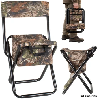 Folding Fishing Chair with Backrest and Cooler Bag