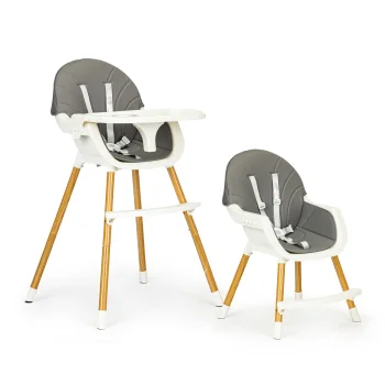 ECOTOYS 2-in-1 Multifunctional Baby High Chair, grey