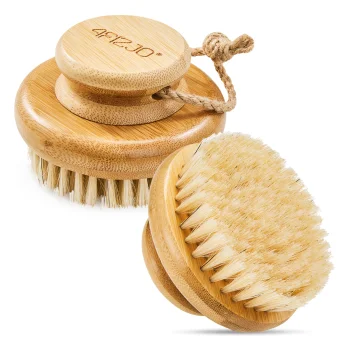 4Fizjo 601 Dry Body Massage Brush for Sensitive Skin, Bamboo / Natural Bristles