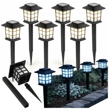 Solar LED Garden Lights with Twilight Sensor, 6 Pcs, Black