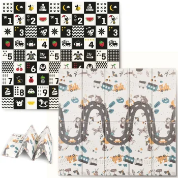 Educational Kids Folding Foam Mat 200x180x1cm Nukido NK-340, Road-Numbers
