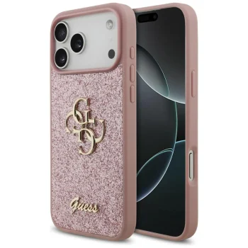 Guess Fixed Glitter Big 4G Case for iPhone 18 Pro Max / 17 Pro Max, Pink