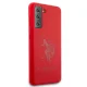 Samsung Galaxy S21 (SM-G991) US Polo Silicone On Tone Case Cover (USHCS21SSLHRTRE), Red